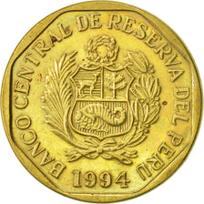 Monnaie, Pérou, 10 Centimos, 1994, Lima, TTB, Laiton, KM:305.1