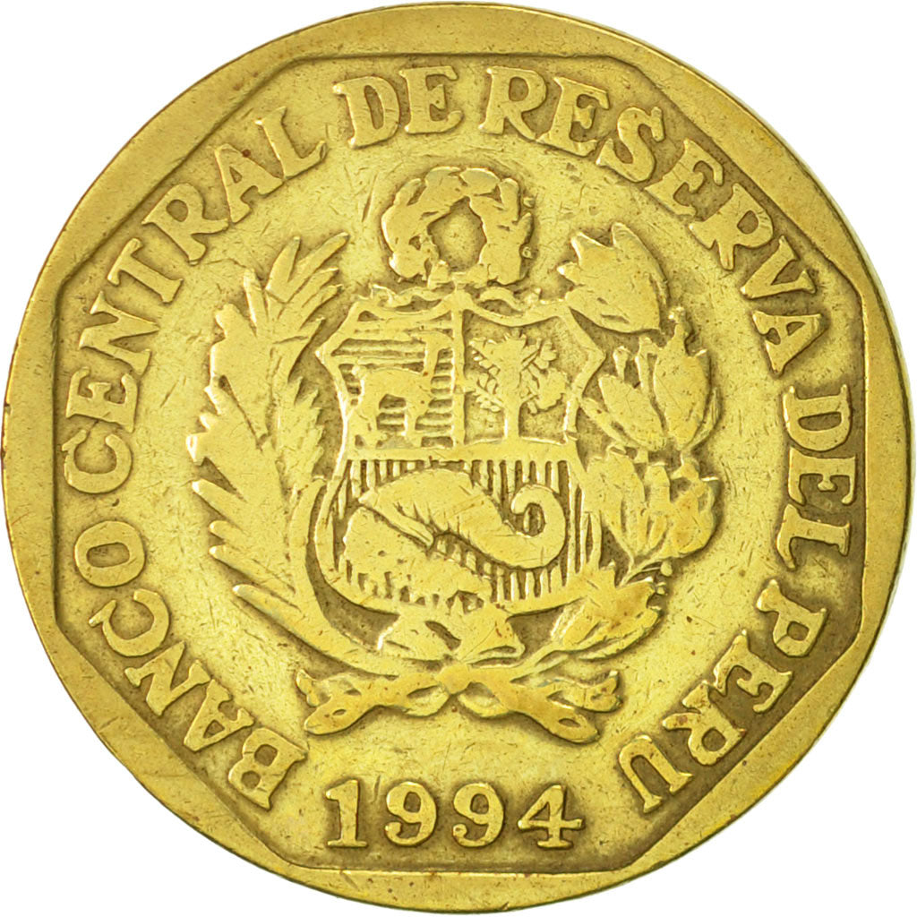 Münze, Peru, 20 Centimos, 1994, Lima, SS, Messing, KM:306.1