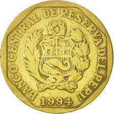 Münze, Peru, 20 Centimos, 1994, Lima, SS, Messing, KM:306.1