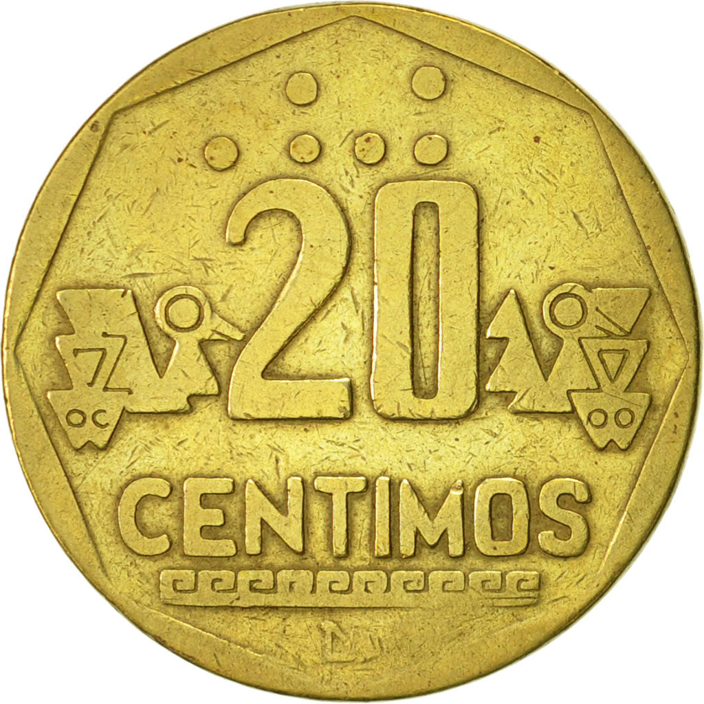 Münze, Peru, 20 Centimos, 1994, Lima, SS, Messing, KM:306.1