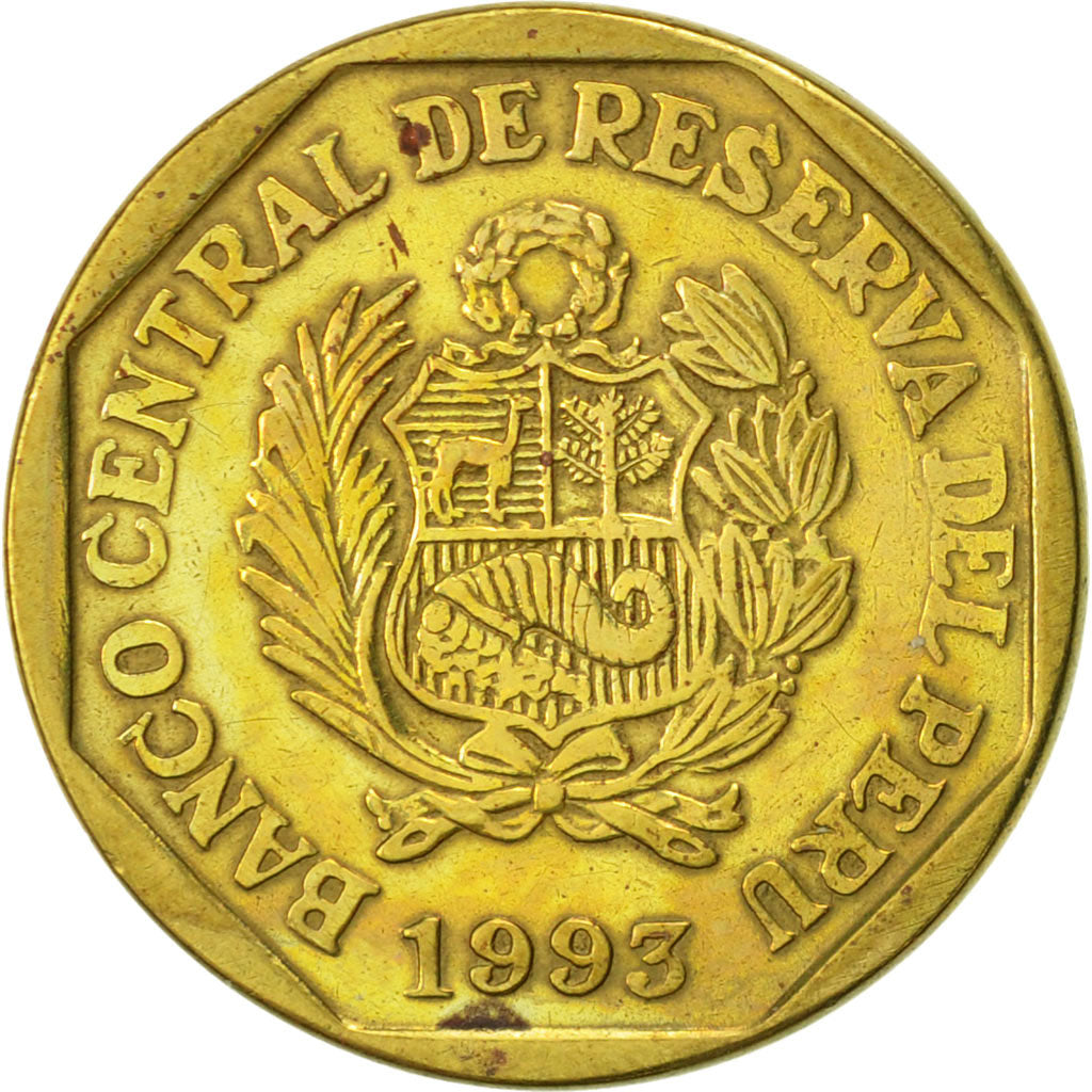 Coin, Peru, 20 Centimos, 1993, Lima, EF(40-45), Brass, KM:306.1