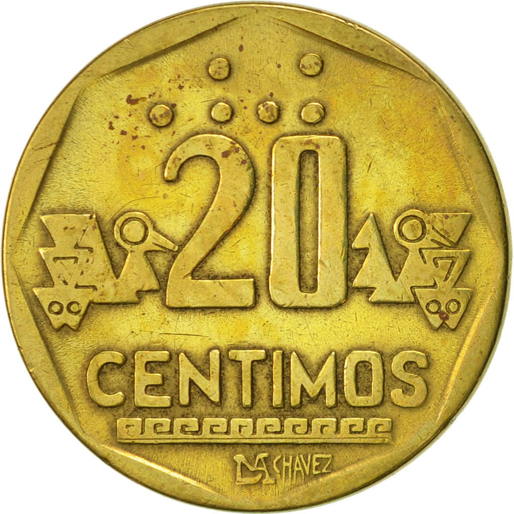 Coin, Peru, 20 Centimos, 1993, Lima, EF(40-45), Brass, KM:306.1