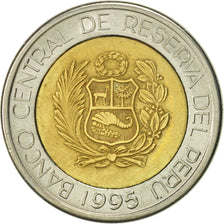Coin, Peru, 5 Nuevos Soles, 1995, Lima, AU(50-53), Bi-Metallic, KM:316