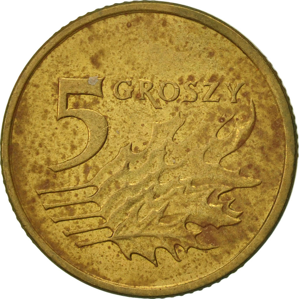 Coin, Poland, 5 Groszy, 2000, Warsaw, EF(40-45), Brass, KM:278
