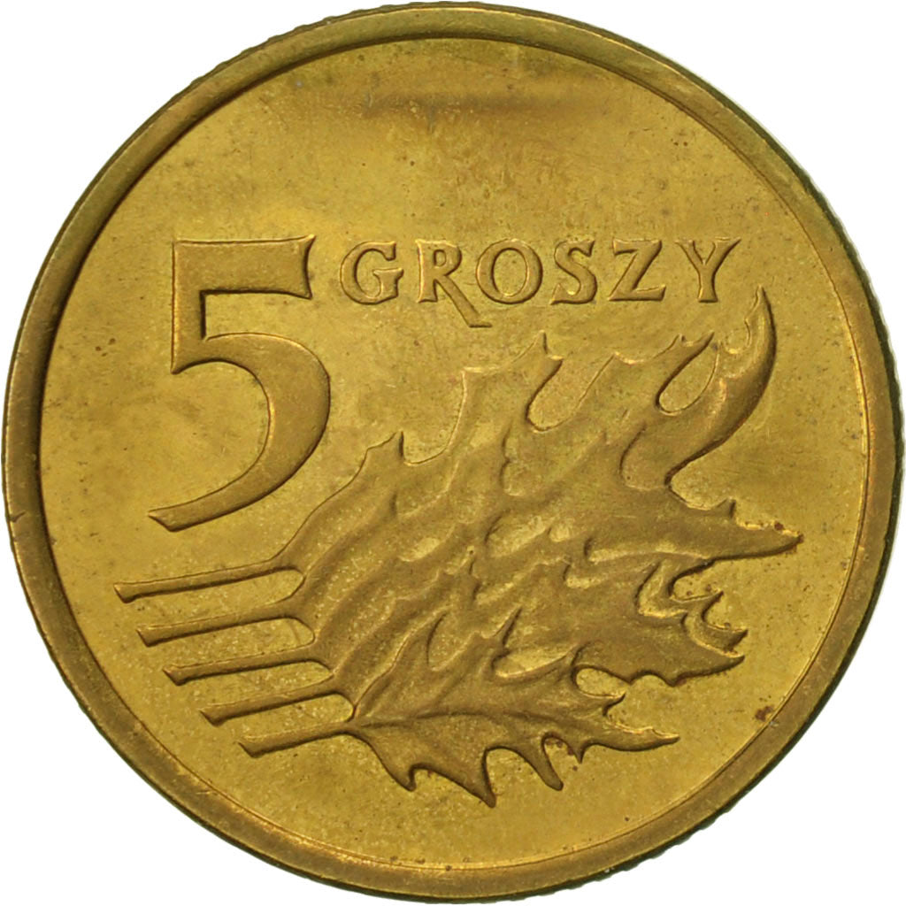 Coin, Poland, 5 Groszy, 2002, Warsaw, EF(40-45), Brass, KM:278