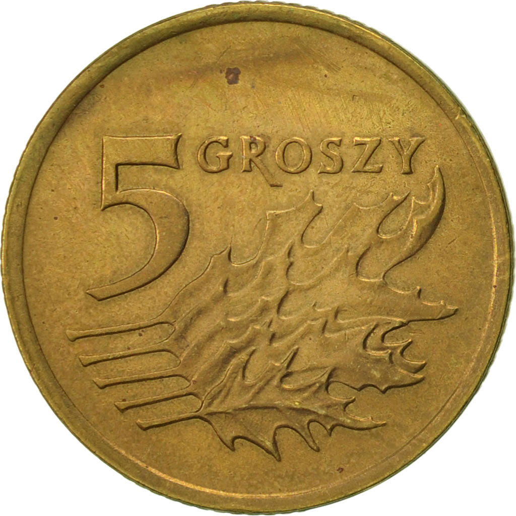 Coin, Poland, 5 Groszy, 1992, Warsaw, EF(40-45), Brass, KM:278