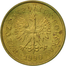 Poland, 2 Grosze, 1990, Warsaw, EF(40-45), Brass, KM:277
