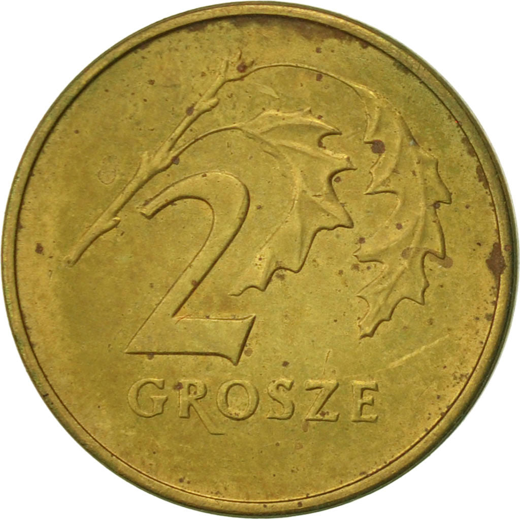 Poland, 2 Grosze, 1990, Warsaw, EF(40-45), Brass, KM:277
