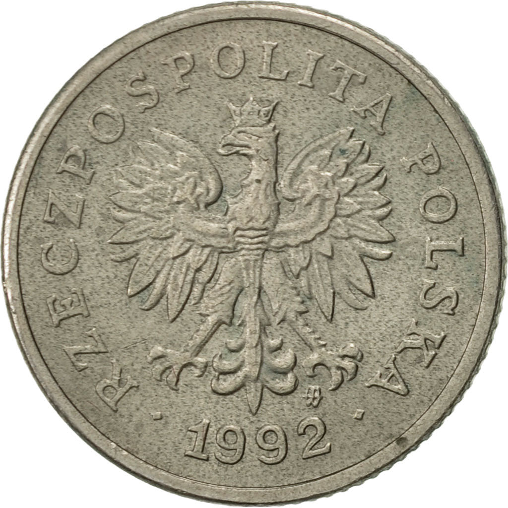 Moneta, Polska, 20 Groszy, 1992, Warsaw, AU(50-53), Miedź-Nikiel, KM:280