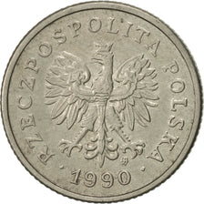 Poland, 20 Groszy, 1990, Warsaw, AU(55-58), Copper-nickel, KM:280
