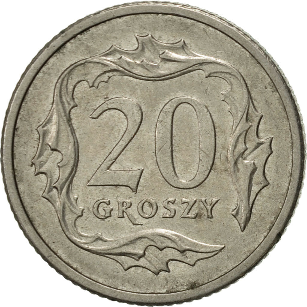 Poland, 20 Groszy, 1990, Warsaw, AU(55-58), Copper-nickel, KM:280