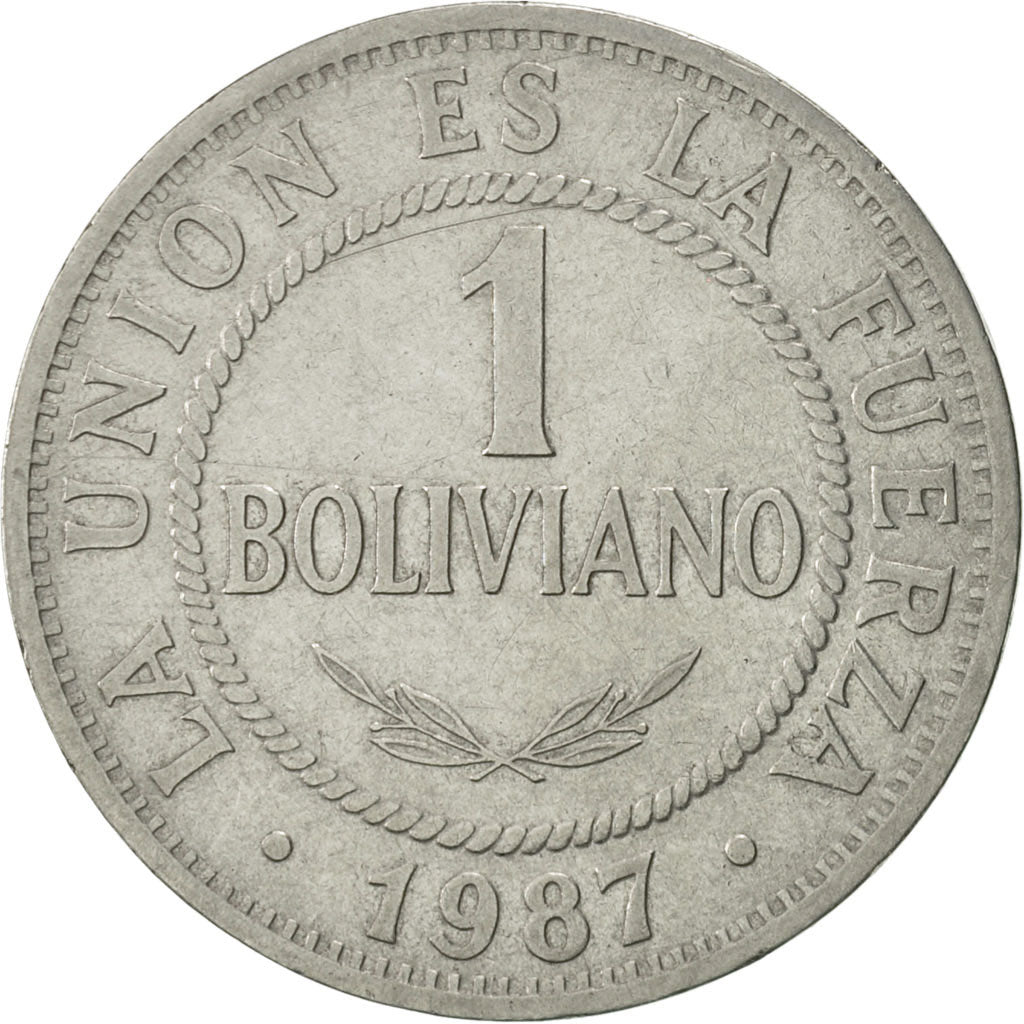 Coin, Bolivia, Boliviano, 1987, AU(50-53), Stainless Steel, KM:205
