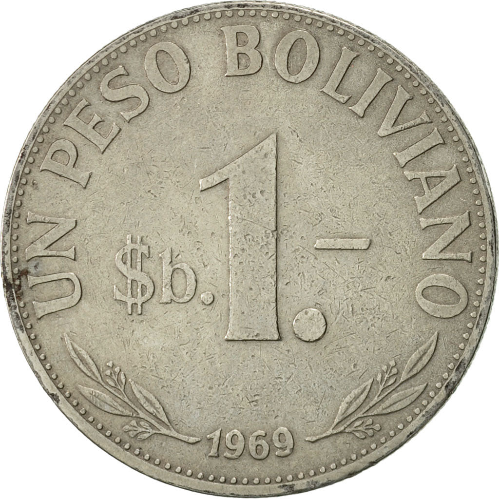 Bolivia, Peso Boliviano, 1969, EF(40-45), Nickel Clad Steel, KM:192