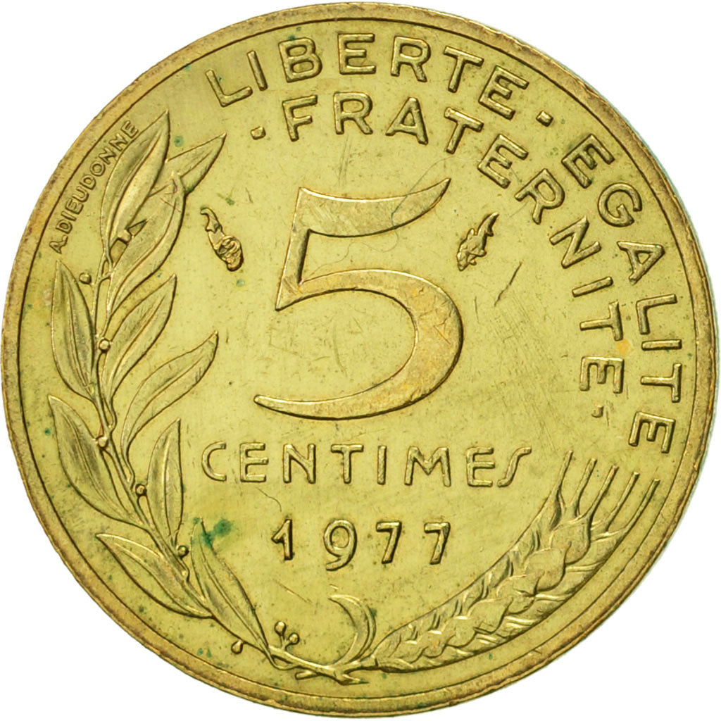 Munten, Frankrijk, Marianne, 5 Centimes, 1977, Paris, PR, Aluminum-Bronze