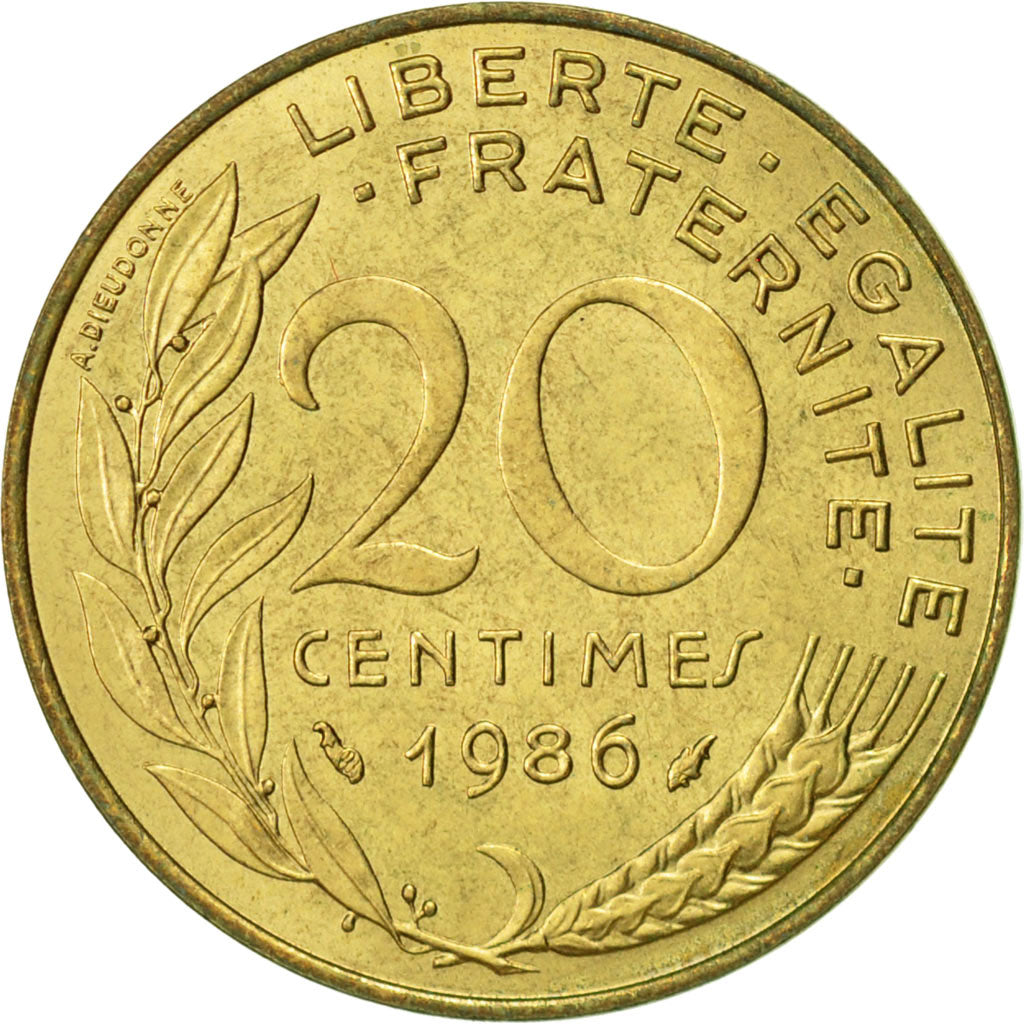 Coin, France, Marianne, 20 Centimes, 1986, Paris, EF(40-45), Aluminum-Bronze