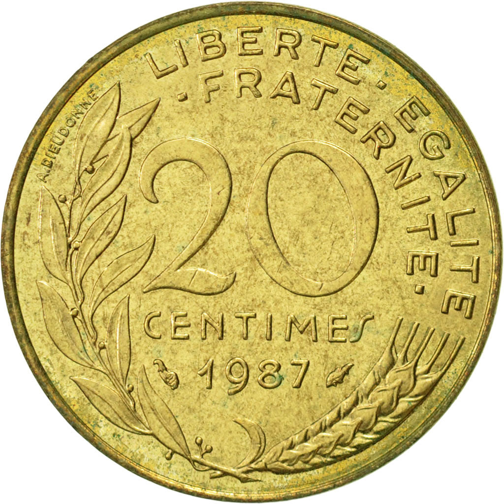 Coin, France, Marianne, 20 Centimes, 1987, Paris, EF(40-45), Aluminum-Bronze