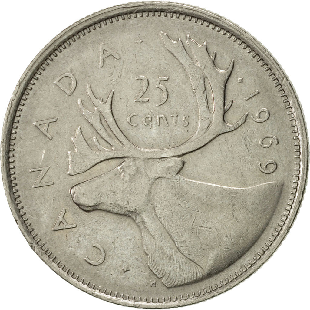 Coin, Canada, Elizabeth II, 25 Cents, 1969, Royal Canadian Mint, Ottawa