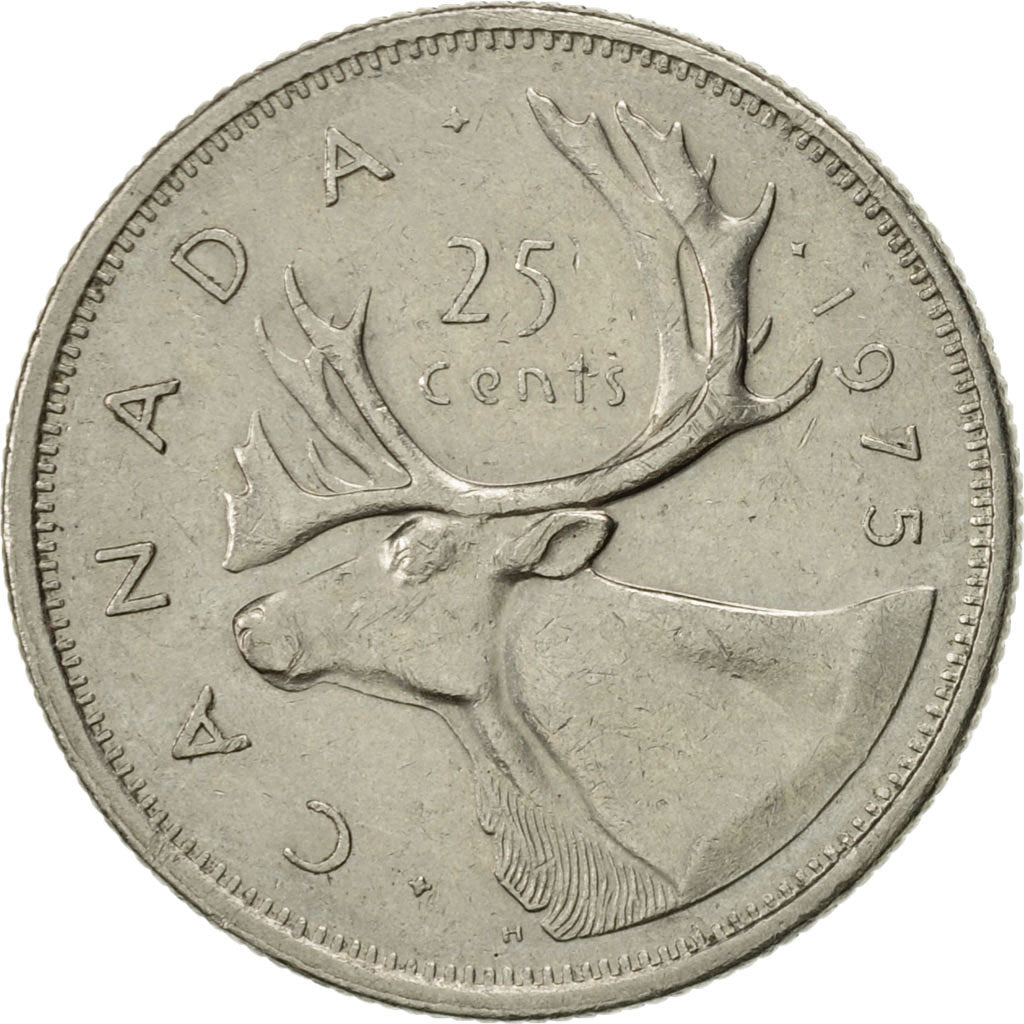 Coin, Canada, Elizabeth II, 25 Cents, 1975, Royal Canadian Mint, Ottawa