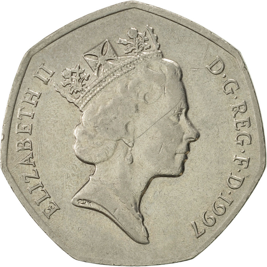 Moneta, Wielka Brytania, Elizabeth II, 50 Pence, 1997, EF(40-45), Miedź-Nikiel