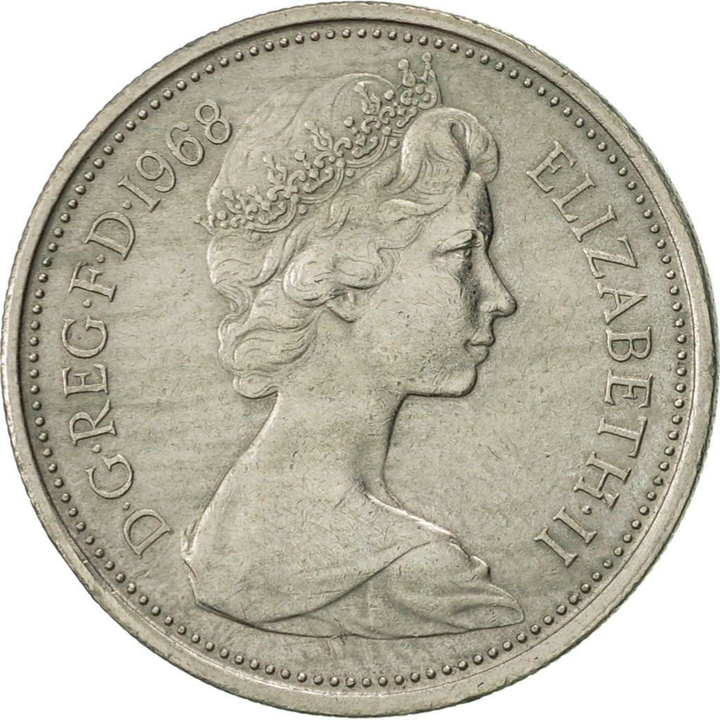 Coin, Great Britain, Elizabeth II, 5 New Pence, 1968, EF(40-45), Copper-nickel