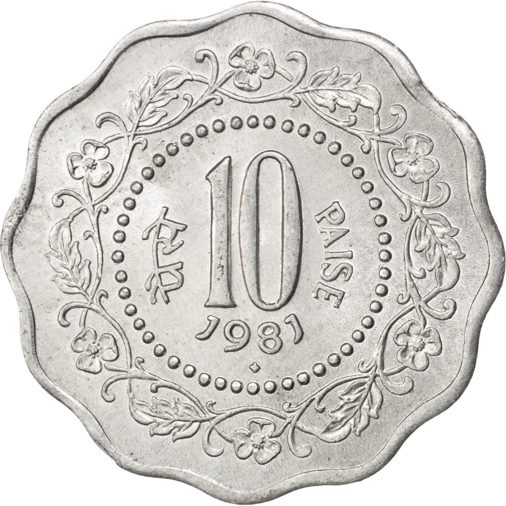 INDIA-REPUBLIC, 10 Paise, 1981, KM #27.3, MS(63), Aluminum, 26, 2.30