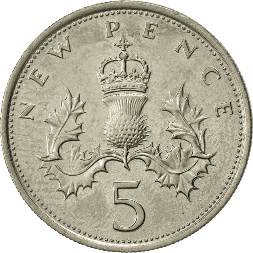 Great Britain, Elizabeth II, 5 New Pence, 1975, EF(40-45), Copper-nickel, KM:911