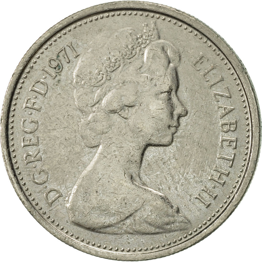 Coin, Great Britain, Elizabeth II, 5 New Pence, 1971, EF(40-45), Copper-nickel