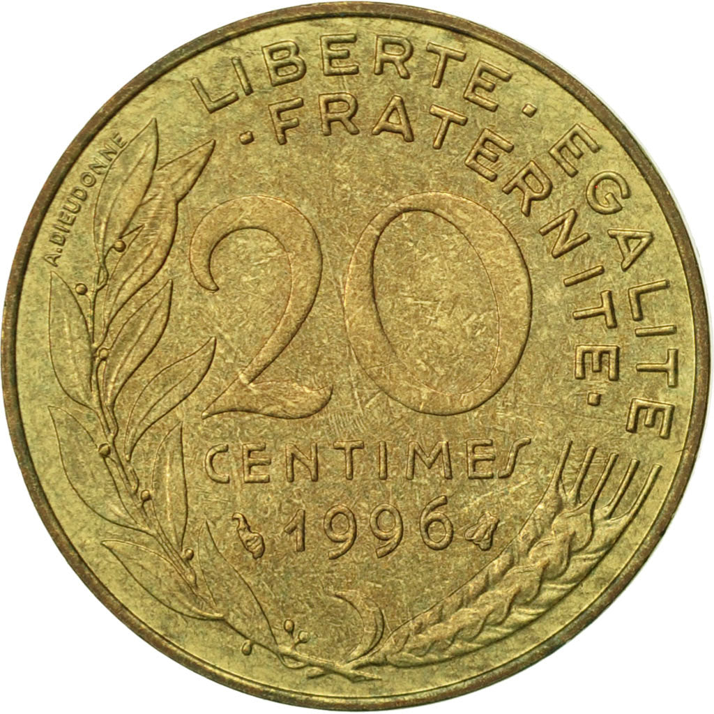 Coin, France, Marianne, 20 Centimes, 1996, Paris, EF(40-45), Aluminum-Bronze