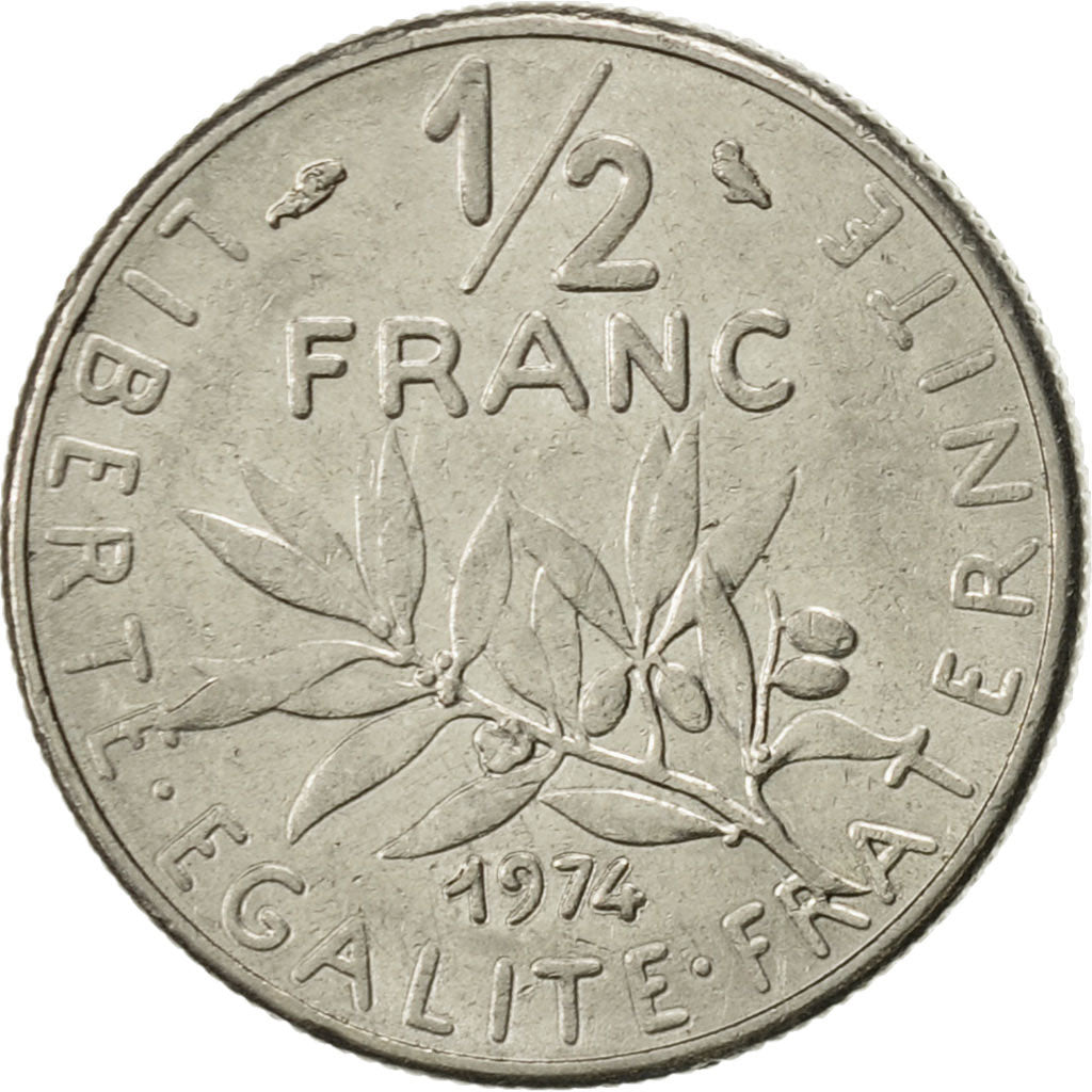 Coin, France, Semeuse, 1/2 Franc, 1974, Paris, AU(55-58), Nickel, KM:931.1