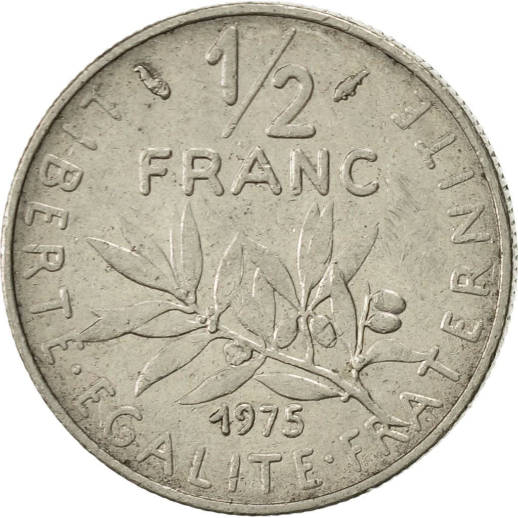 Coin, France, Semeuse, 1/2 Franc, 1975, Paris, AU(55-58), Nickel, KM:931.1