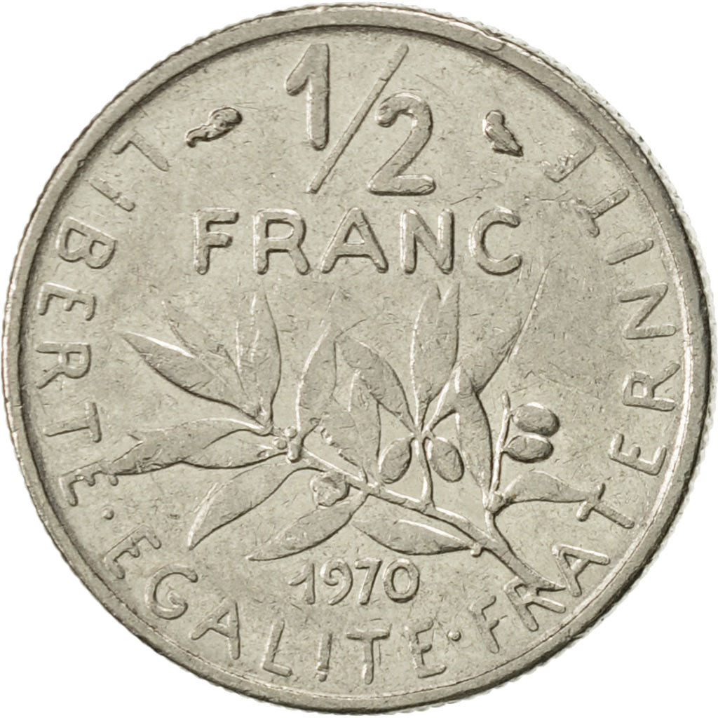 Munten, Frankrijk, Semeuse, 1/2 Franc, 1970, Paris, PR, Nickel, KM:931.1
