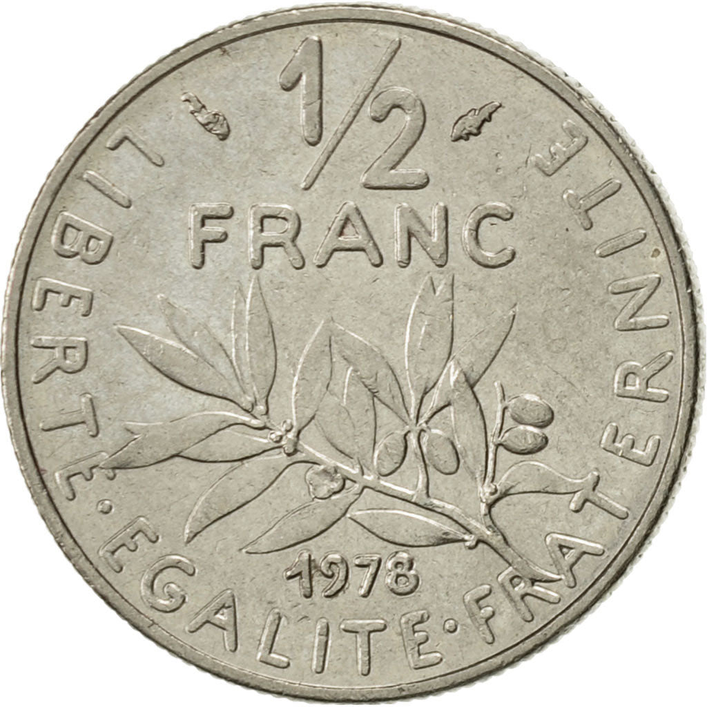 Moneta, Francja, Semeuse, 1/2 Franc, 1978, Paris, AU(55-58), Nikiel, KM:931.1
