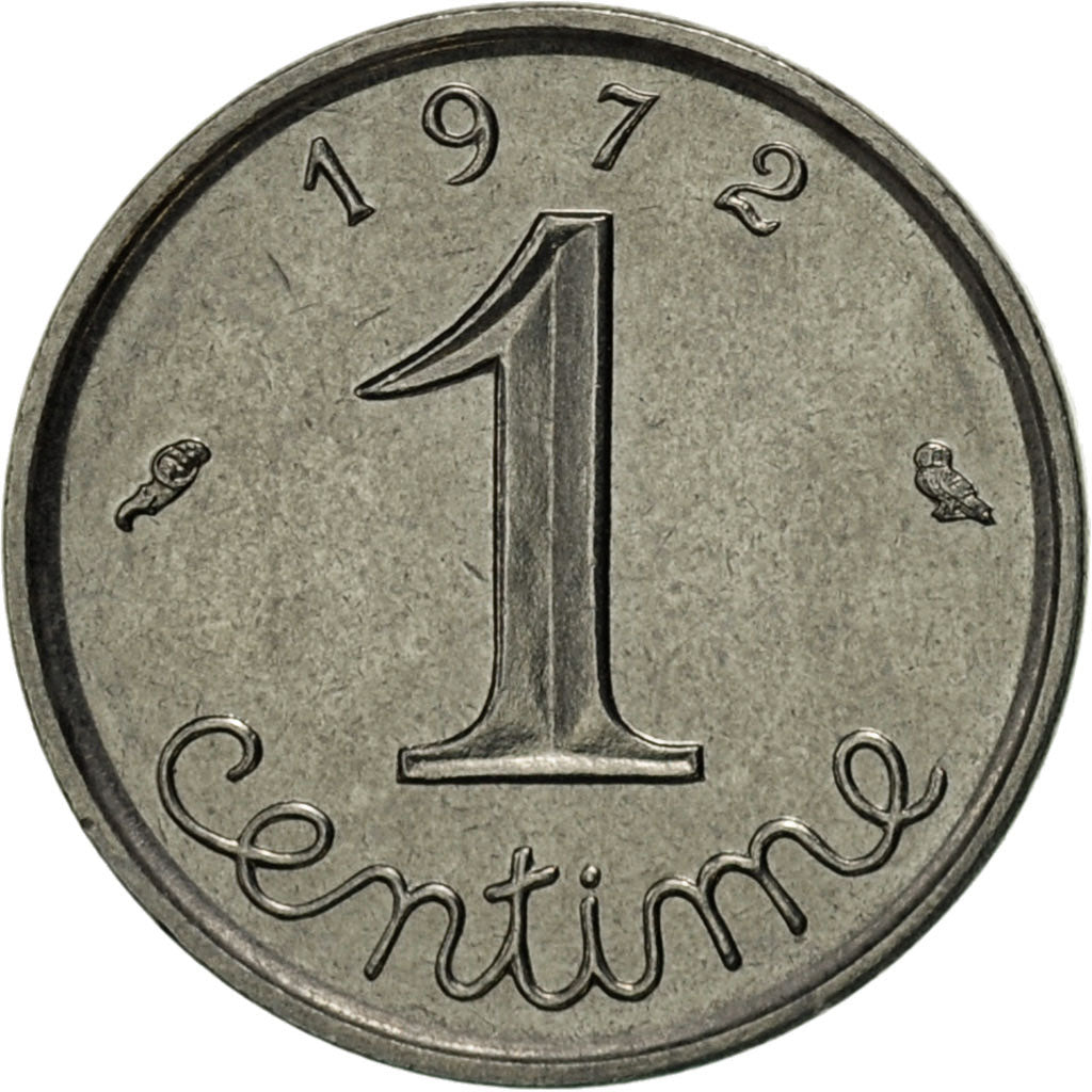 France, Épi, Centime, 1972, Paris, MS(63), Stainless Steel, KM:928, Gadoury:91