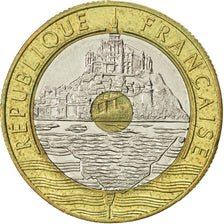 France, Mont Saint Michel, 20 Francs, 1995, Paris, AU(55-58), Tri-Metallic