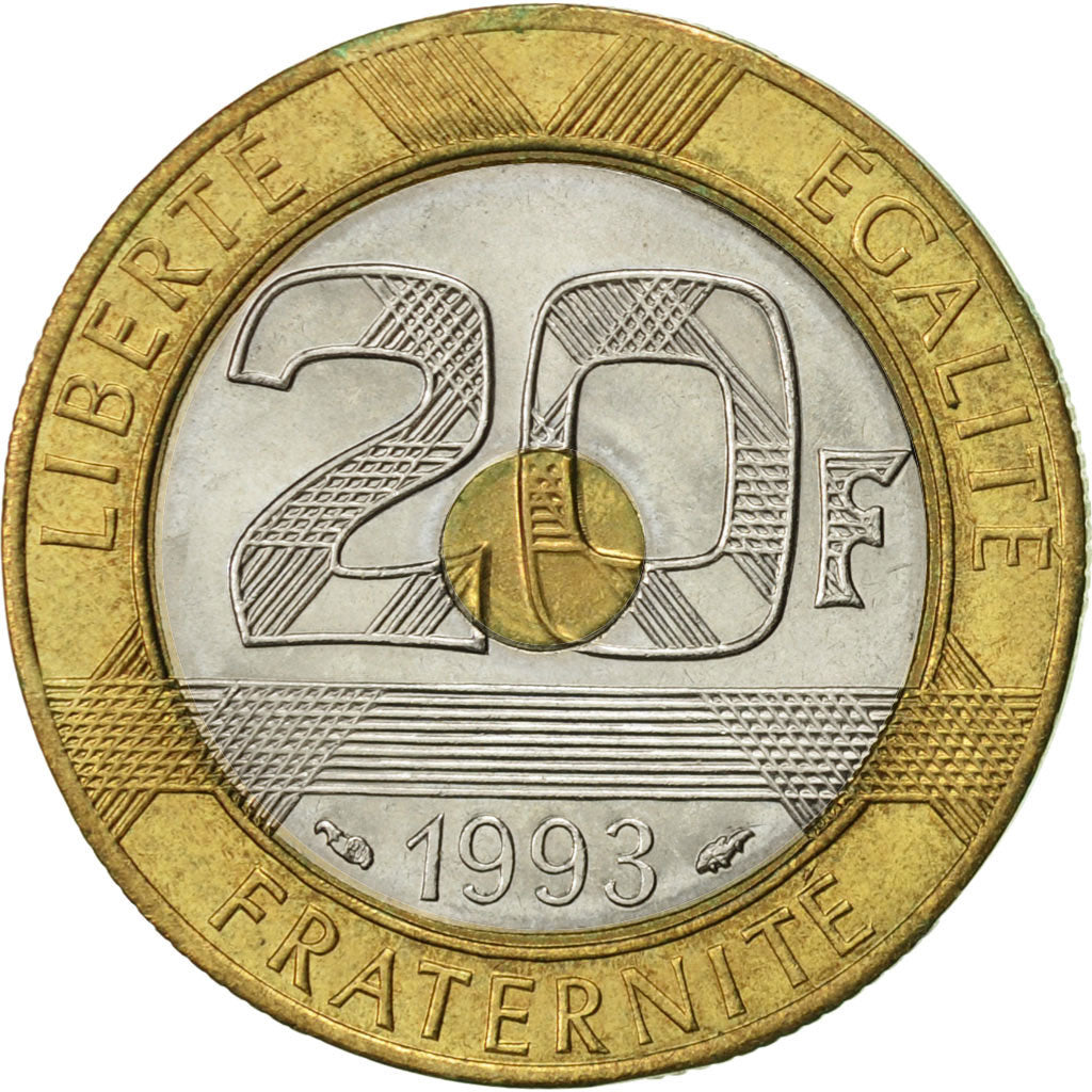 Coin, France, Mont Saint Michel, 20 Francs, 1993, Paris, AU(55-58)