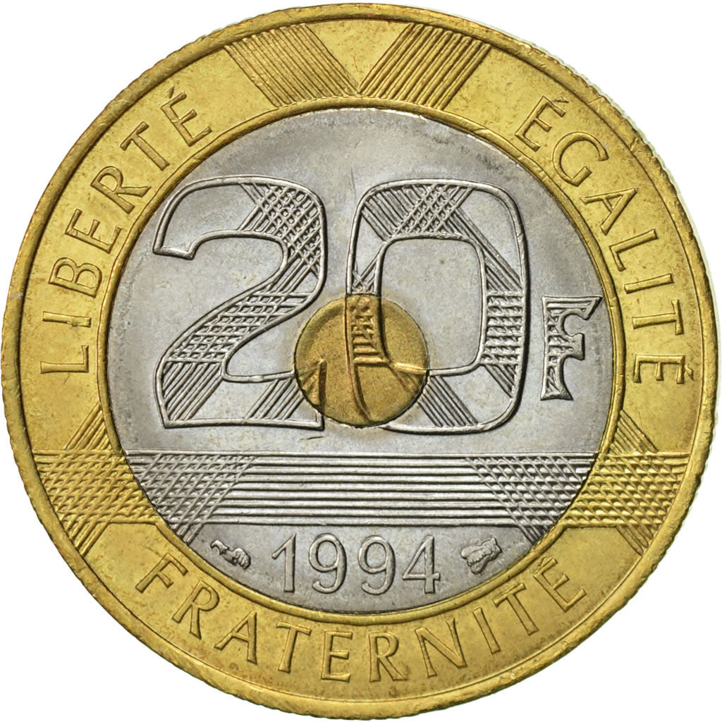 Coin, France, Mont Saint Michel, 20 Francs, 1994, Paris, AU(55-58)