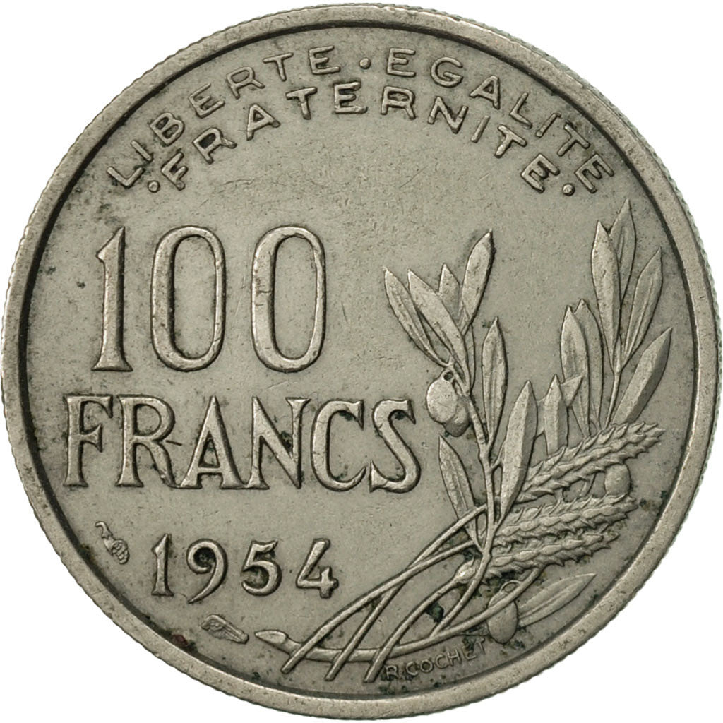 Coin, France, Cochet, 100 Francs, 1954, Paris, AU(55-58), Copper-nickel