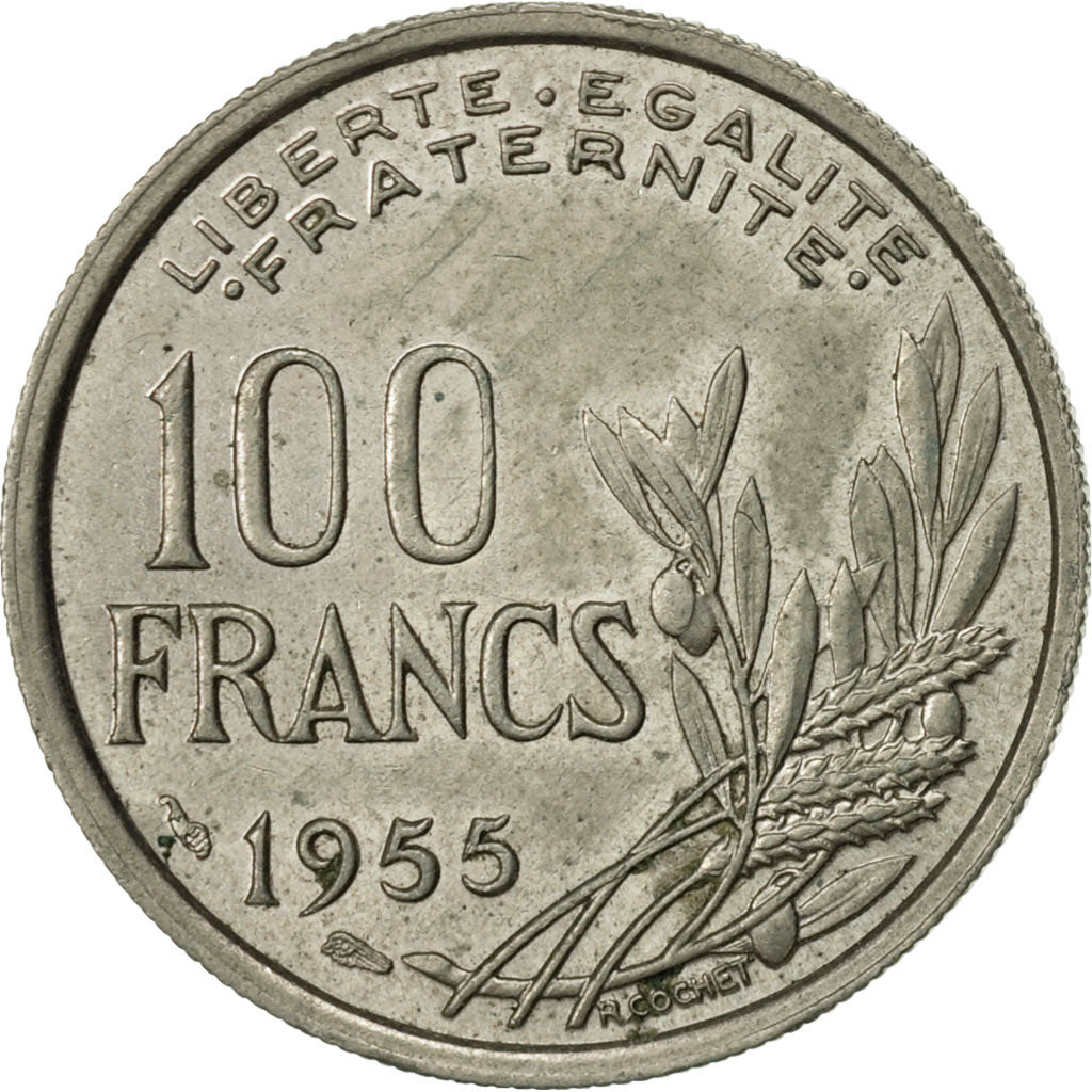 Coin, France, Cochet, 100 Francs, 1955, Paris, AU(55-58), Copper-nickel