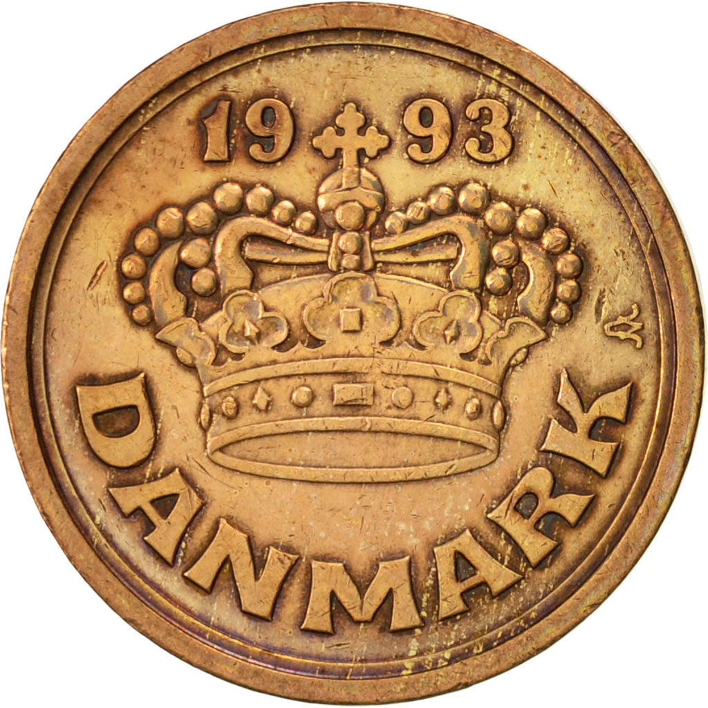 Moneta, Danimarca, Margrethe II, 50 Öre, 1993, Brondby, BB, Bronzo, KM:866.2