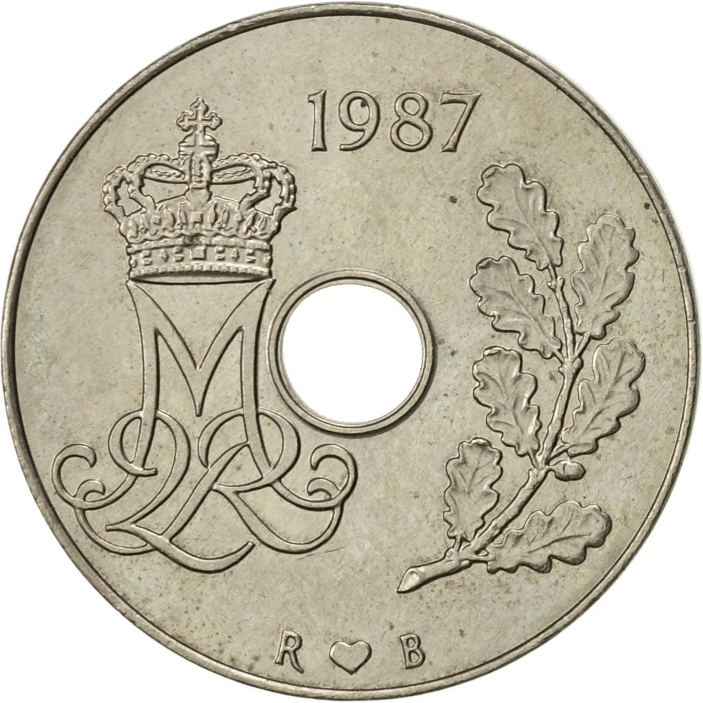 Coin, Denmark, Margrethe II, 25 Öre, 1987, Copenhagen, AU(50-53)