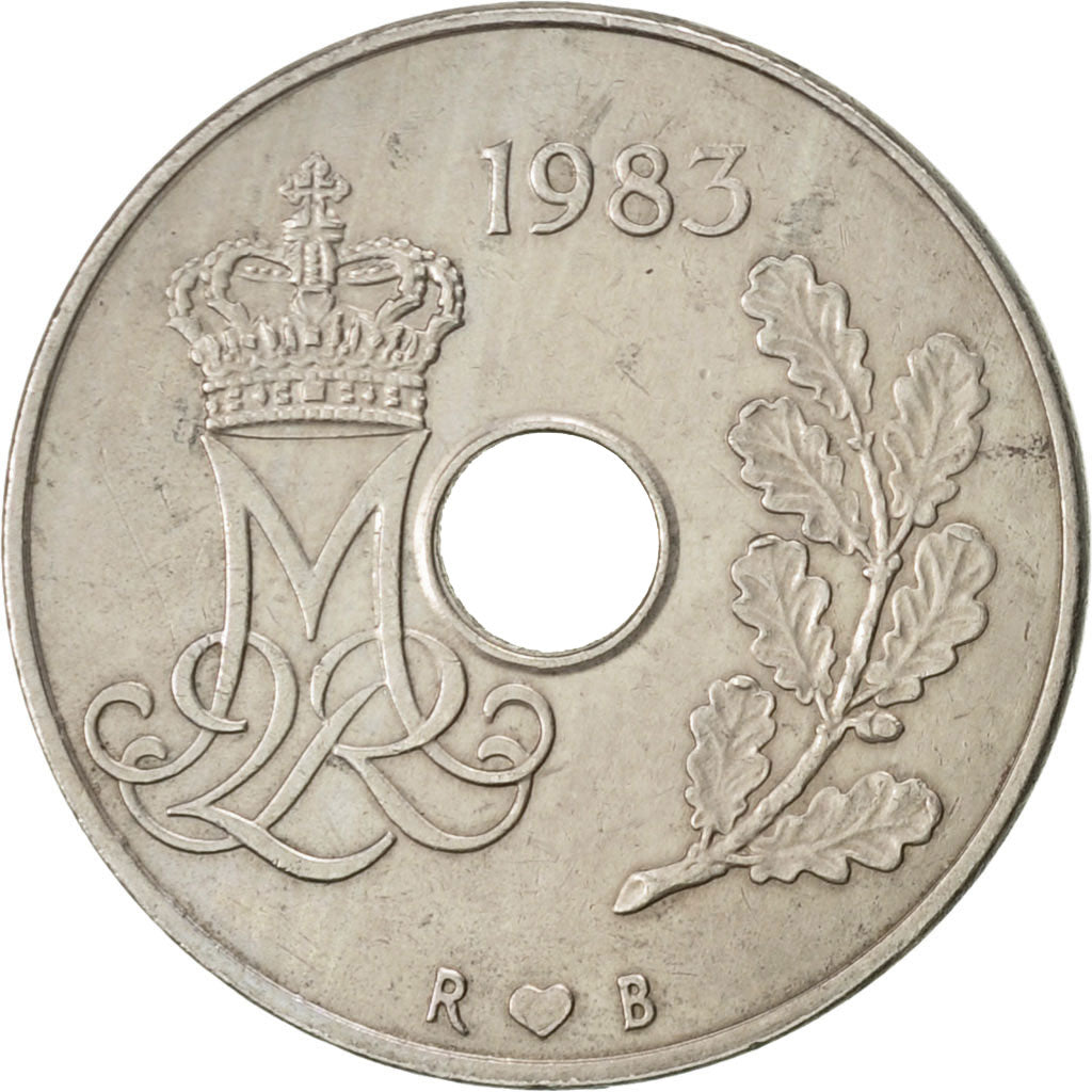 Monnaie, Danemark, Margrethe II, 25 Öre, 1983, Copenhagen, TTB+, Copper-nickel