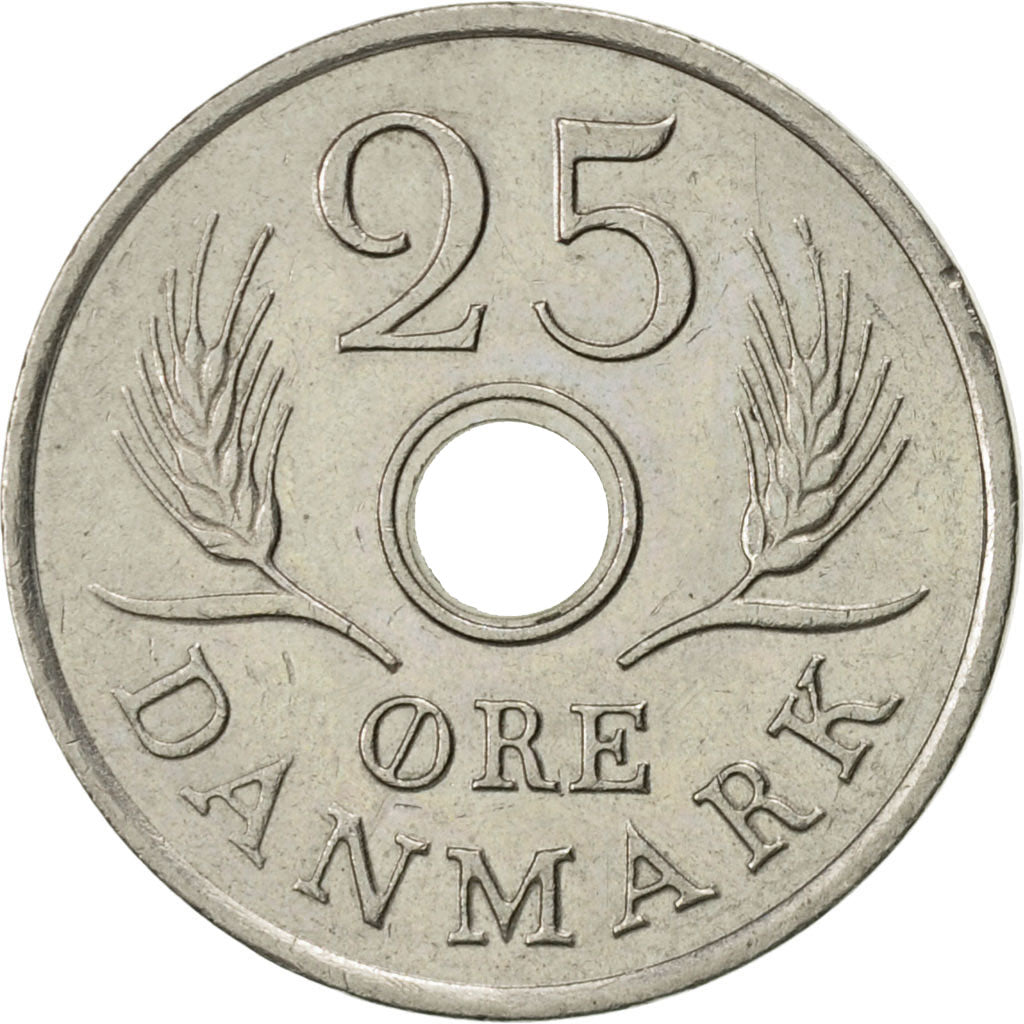 Coin, Denmark, Frederik IX, 25 Öre, 1969, Copenhagen, AU(50-53), Copper-nickel
