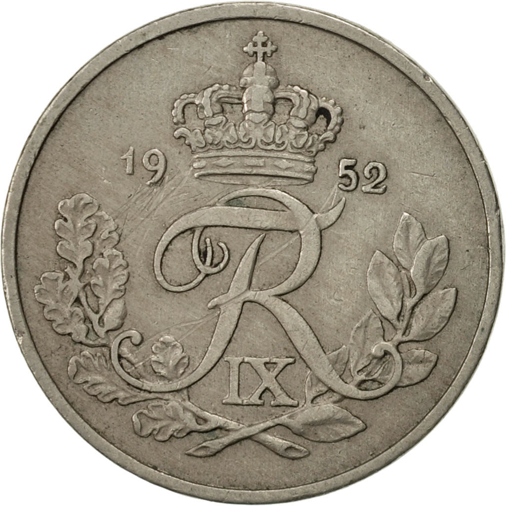 Moneta, Danimarca, Frederik IX, 25 Öre, 1952, Copenhagen, BB+, Rame-nichel