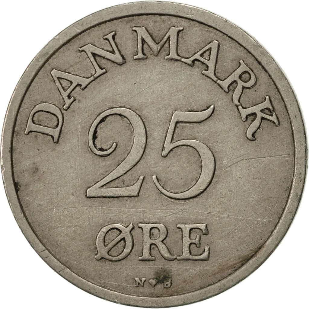 Moneta, Danimarca, Frederik IX, 25 Öre, 1952, Copenhagen, BB+, Rame-nichel