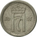 Moneta, Norvegia, Haakon VII, 10 Öre, 1957, BB+, Rame-nichel, KM:396