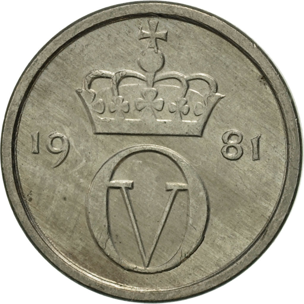 Coin, Norway, Olav V, 10 Öre, 1981, AU(50-53), Copper-nickel, KM:416