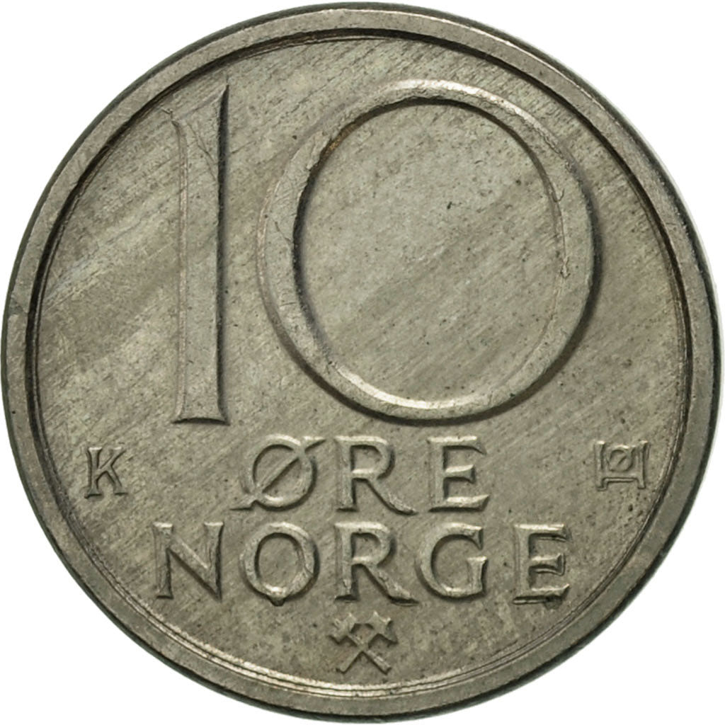 Coin, Norway, Olav V, 10 Öre, 1981, AU(50-53), Copper-nickel, KM:416