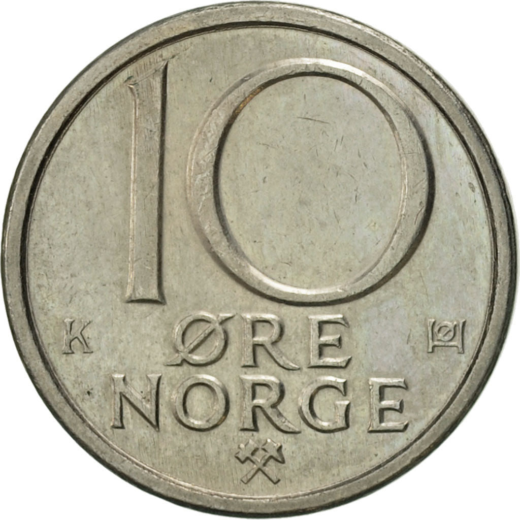 Coin, Norway, Olav V, 10 Öre, 1983, AU(50-53), Copper-nickel, KM:416