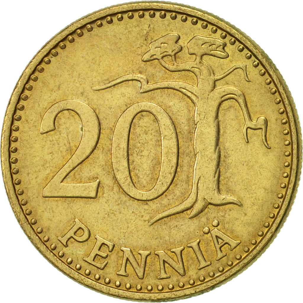 Coin, Finland, 20 Pennia, 1985, AU(55-58), Aluminum-Bronze, KM:47