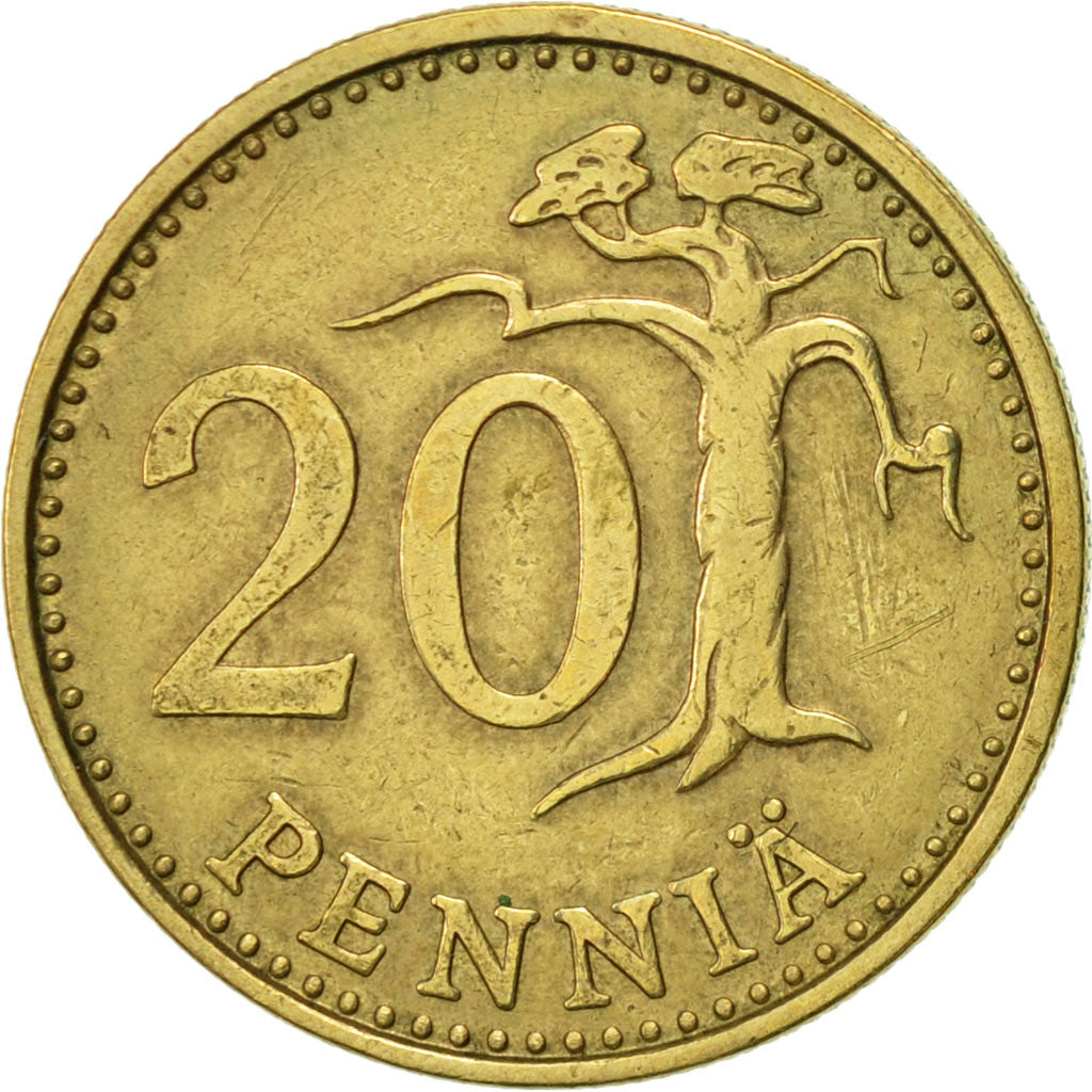 Coin, Finland, 20 Pennia, 1966, AU(55-58), Aluminum-Bronze, KM:47